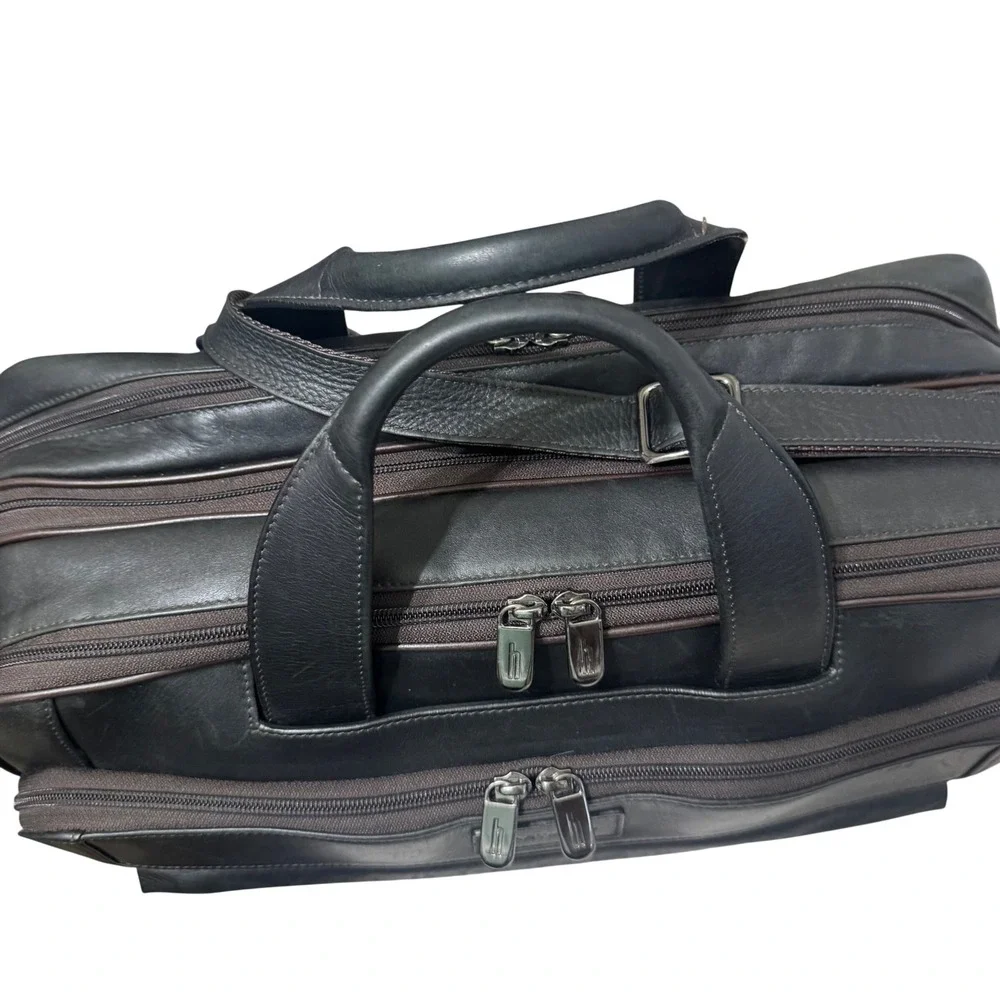 Hartmann Briefcase Mens Large Black Vintage Leather Laptop Messenger Bag